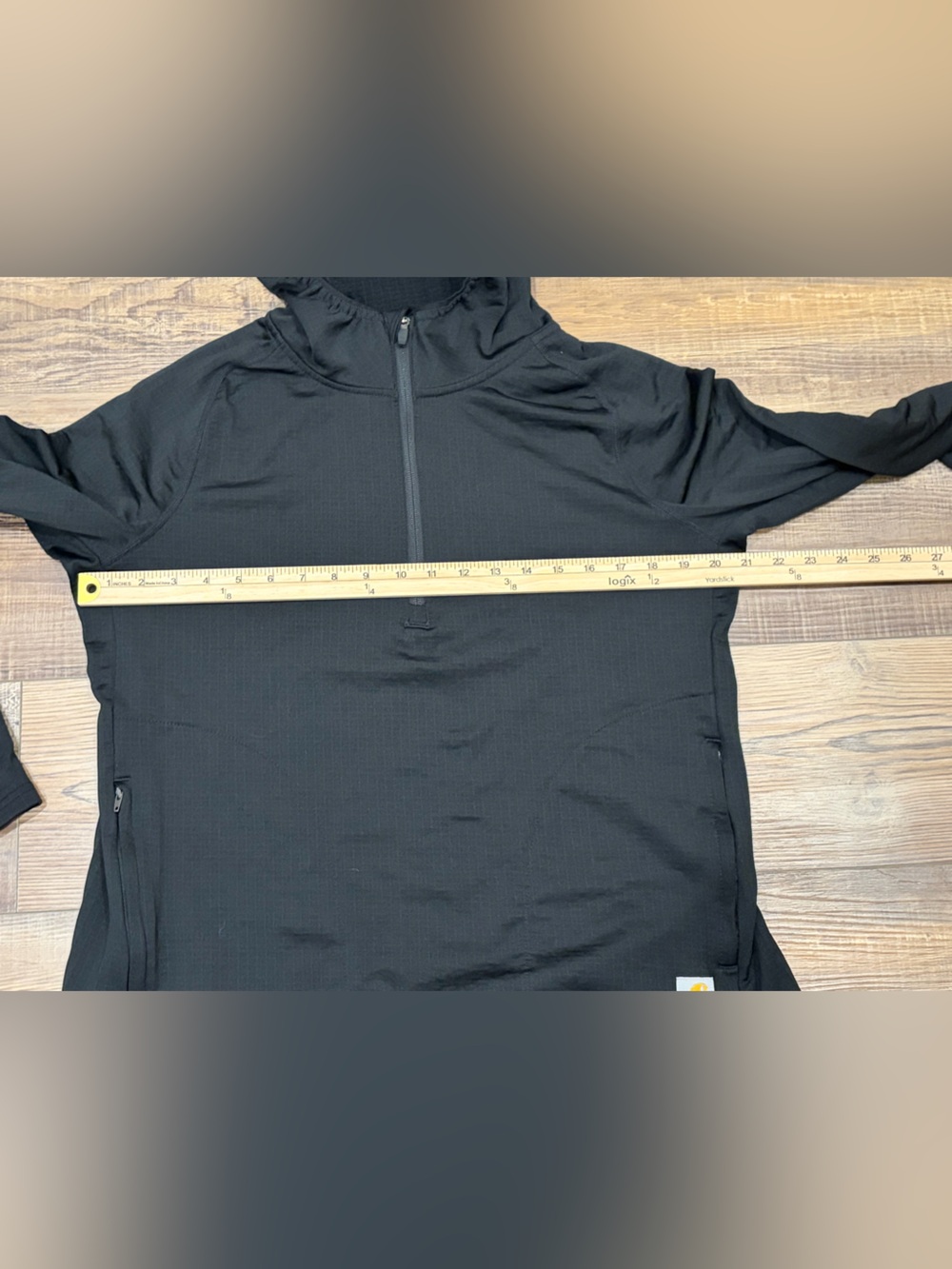 Carhartt Force Relaxed fit Black Hooded 3/4 zip Pullover Zip pockets Sz Lg EUC - Picture 10 of 11